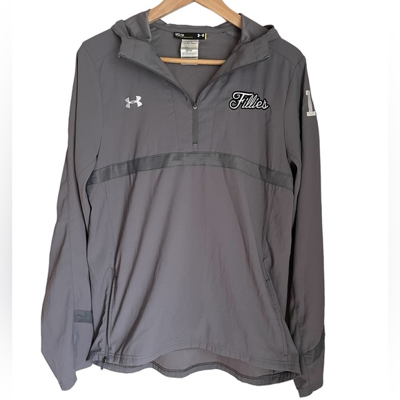 Under Armour Grey Storm 3/4 Zip up with Hood Pull Over Light Athematic Top - Picture 11 of 11